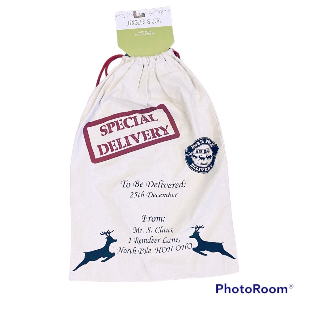 Santa Claus Christmas Gift Sack Large Beige Special Delivery North Pole